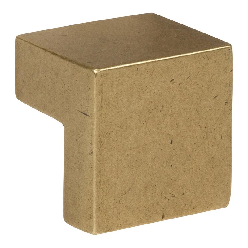Atlas Homewares Small SquareKnob 16 MM CC A865-UB Vintage Brass