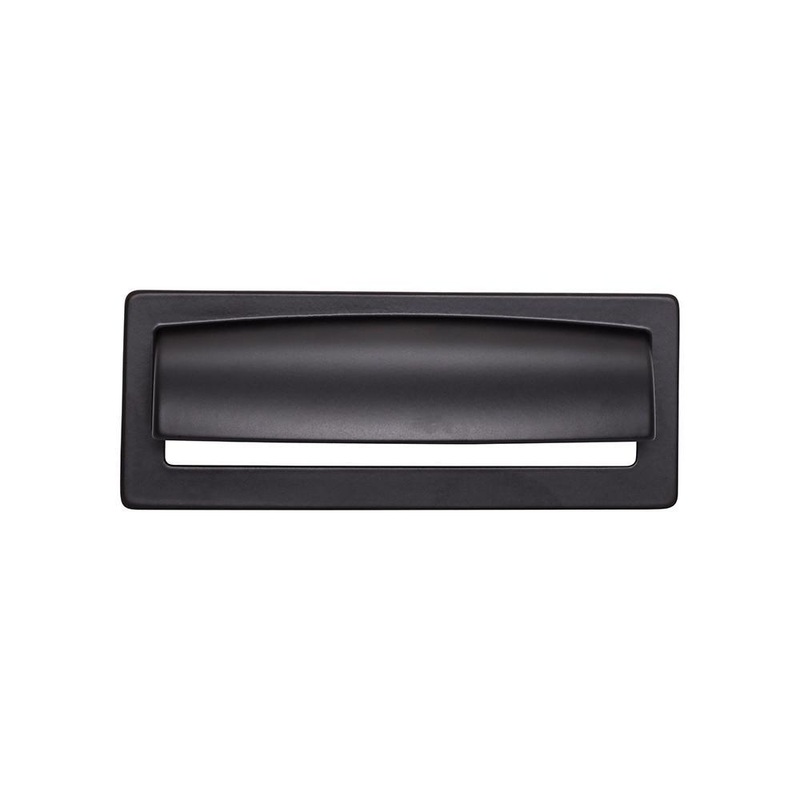 Top Knobs TK937BLK Hollin Cup Pull 3 3/4 Inch – Flat Black from the Lynwood collection