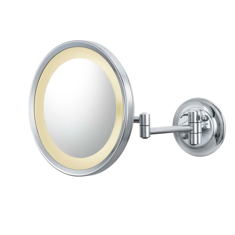 944-2-45HW Single-Sided 5X Round Switchable LED Hardwire Wall Mirror Switchable