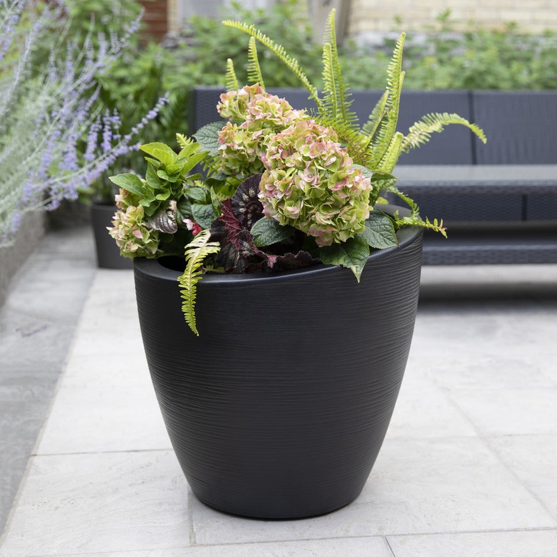 Modesto 20 Round Planter – Black
