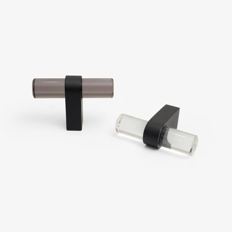 Clarity Acrylic T-Knob|Select Option|Clear Acrylic-Matte Black|Clear Acrylic-Polished Nickel|Clear Acrylic-Satin Brass|Clear Acrylic-Satin Nickel|Smoke Acrylic-Satin Brass|Smoke Acrylic-Matte Black