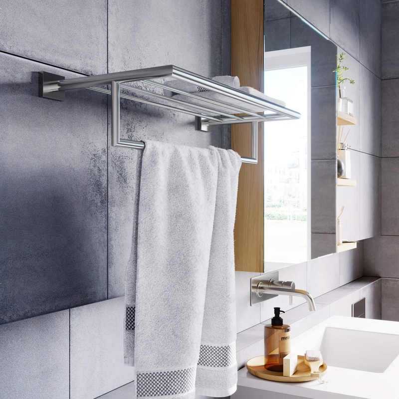 Crater Towel Shelf With Bar|***SELECT OPTION***|Chrome|Matte Black