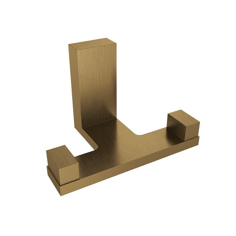 Fire Double Towel Hook – Brushed Gold Dark