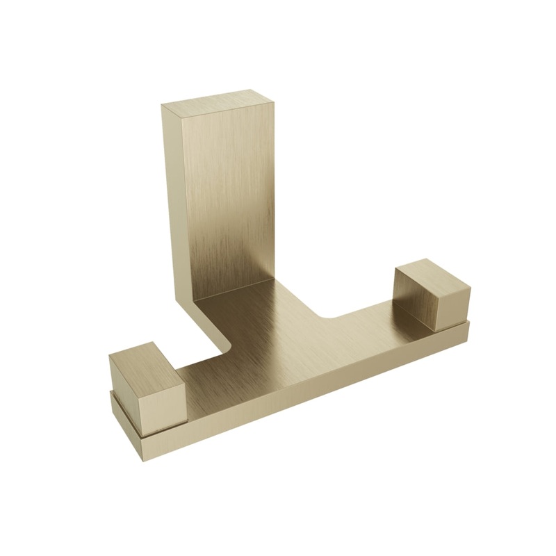 Fire Double Towel Hook – Brushed Gold Light