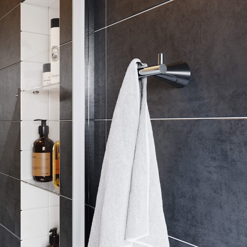 Cone Double Towel Hook|***SELECT OPTION***|Chrome|Matte Black